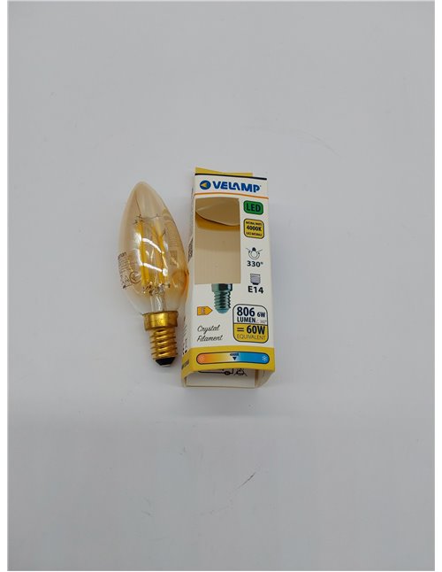 Velamp Bombilla de filamento LED, Olive C35, 6W / 806lm, base E14, 4000K 