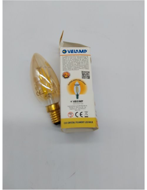 Velamp Bombilla de filamento LED, Olive C35, 6W / 806lm, base E14, 4000K 