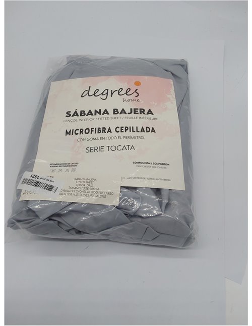 Degrees home - Collection - Sábana Bajera 105 x 190 x 33- Ajustable - Microfibra de poliéster cepillada - Gris 