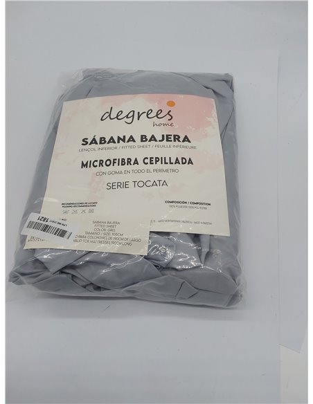 Degrees home - Collection - Sábana Bajera 105 x 190 x 33- Ajustable - Microfibra de poliéster cepillada - Gris 