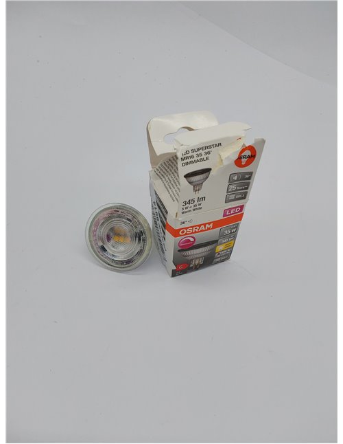 OSRAM Lámpara reflectora Superstar, GU5.3 base, vidrio transparente ,Blanco cálido (2700K), 345 Lumen, sustituto de 35W-iluminan