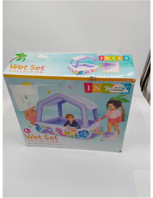 Intex Piscina Hinchable Infantil, 157x157x122 cm, 295 litros, con toldo Desmontable, Diseño acuático, Tapón de desagüe, Uso Exte