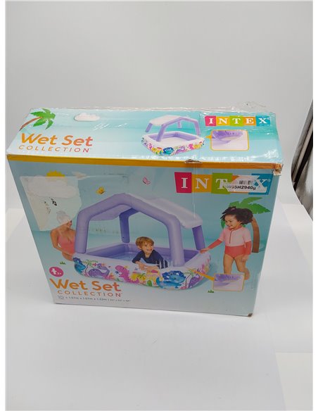 Intex Piscina Hinchable Infantil, 157x157x122 cm, 295 litros, con toldo Desmontable, Diseño acuático, Tapón de desagüe, Uso Exte