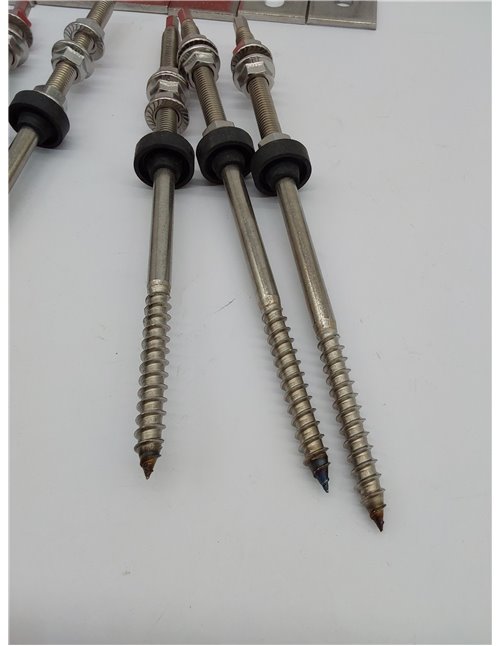 Fischer Kit de 6 tornillos de doble rosca STSR M10 x 250 mm + placas de fijación SSP10, para fijación de paneles solares fotovol