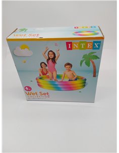 Intex Piscina Hinchable Infantil, 147x33 cm, 330 litros, diseño arcoíris, 3 cámaras de Aire con Doble válvula, Vinilo Resistente 2