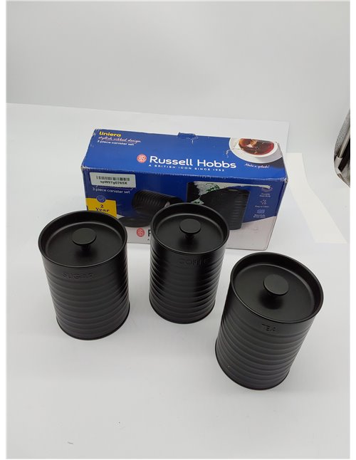 Russell Hobbs RH03268EU7 Ribbed Juego de botes de 3 piezas - juego de 3 recipientes de almacenamiento de cocina para té, café y 