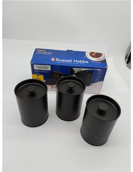 Russell Hobbs RH03268EU7 Ribbed Juego de botes de 3 piezas - juego de 3 recipientes de almacenamiento de cocina para té, café y 