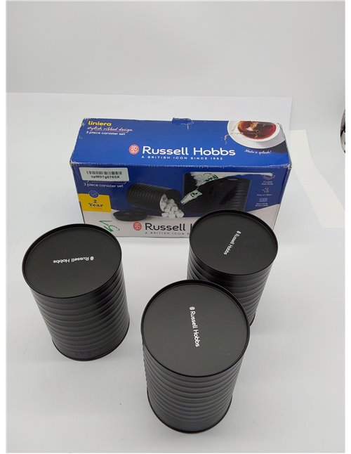 Russell Hobbs RH03268EU7 Ribbed Juego de botes de 3 piezas - juego de 3 recipientes de almacenamiento de cocina para té, café y 