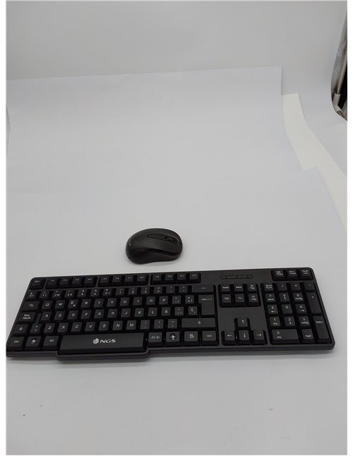 NGS Euphoria- Kit de Ratón y Teclado Inalámbrico de 2.4 GHz, QWERTY Español, Negro