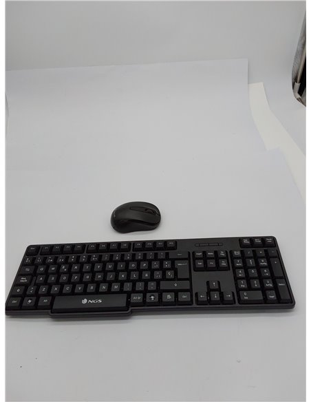NGS Euphoria- Kit de Ratón y Teclado Inalámbrico de 2.4 GHz, QWERTY Español, Negro