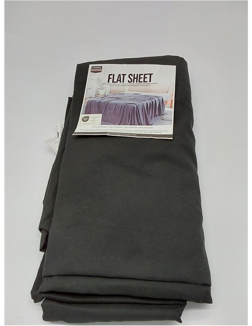 Utopia Bedding Sábana Plana - Sábana Encimera Suave de Microfibra Cepillada (Negro, Cama 150-259 x 266 cm) 