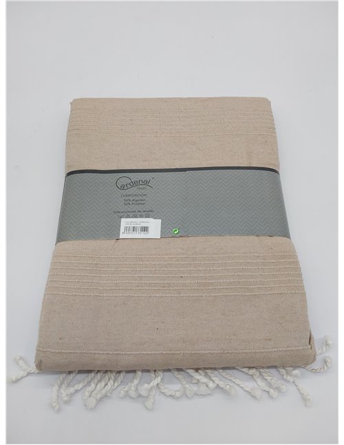 Cardenal Textil  130 x 180 cm - Foulard Multiusos Peñíscola, Plaid para Cama, Manta para Cama, Cubre Sofá, Beige