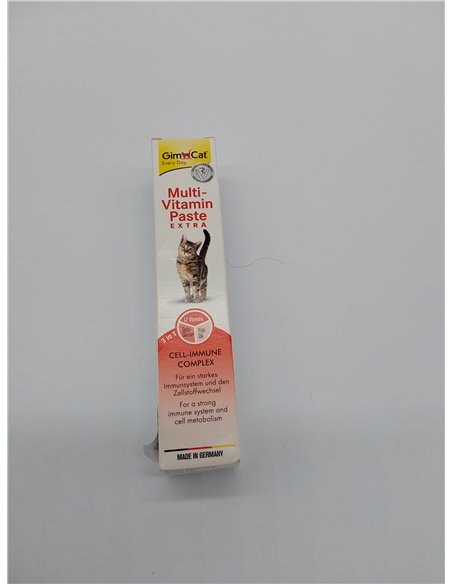 GimCat Multi-Vitamin Extra, pasta multivitaminas - Snack para gatos, con beta-glucano y omega 3 & 6 para una protección celular 