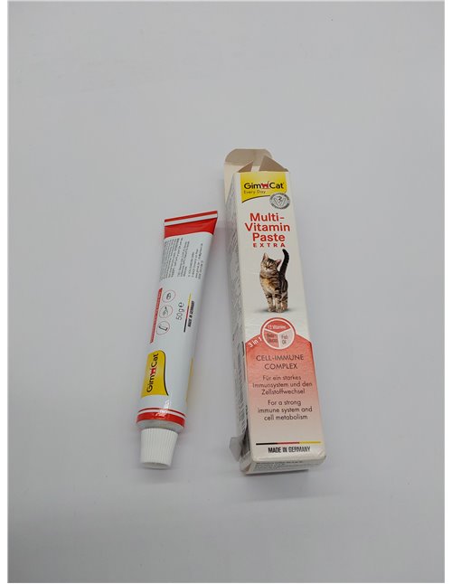 GimCat Multi-Vitamin Extra, pasta multivitaminas - Snack para gatos, con beta-glucano y omega 3 & 6 para una protección celular 
