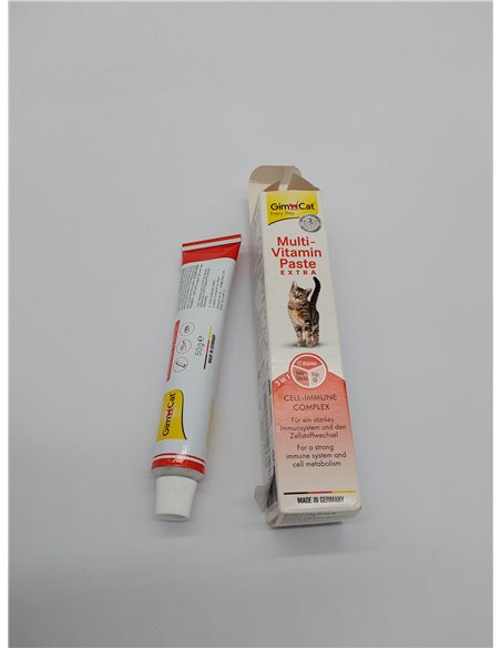 GimCat Multi-Vitamin Extra, pasta multivitaminas - Snack para gatos, con beta-glucano y omega 3 & 6 para una protección celular 