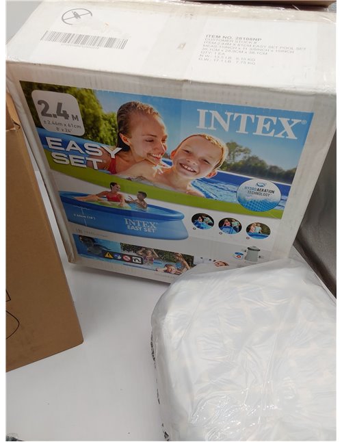 Intex 55237 - Piscina Hinchable, Ø244x61 cm, 1.942 litros, Piscina Redonda, con depuradora Cartucho, 1.250 litros/Hora, Filtro C