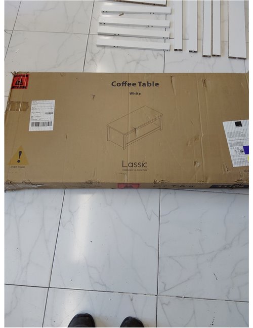 Coffee table with storage shelf MDF living room furniture, white
