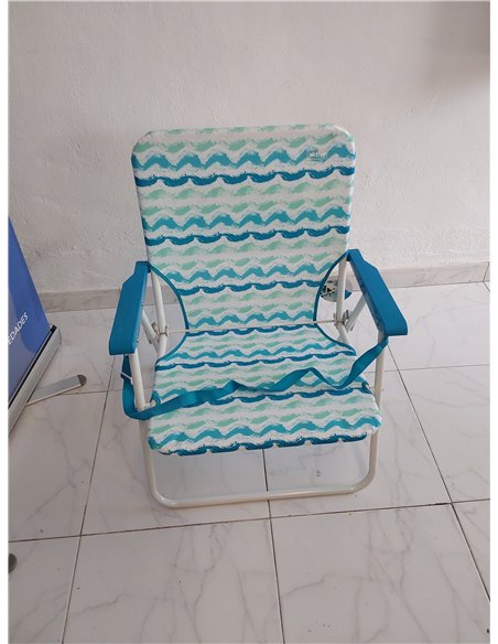 AKTIVE Silla de Playa Plegable con Respaldo bajo, Bolsillo Trasero y asa de Transporte, Estructura Acero, Tejido poliéster, Esta