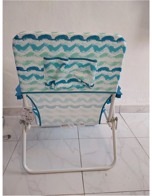 AKTIVE Silla de Playa Plegable con Respaldo bajo, Bolsillo Trasero y asa de Transporte, Estructura Acero, Tejido poliéster, Esta