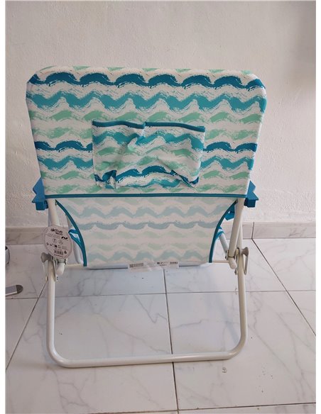 AKTIVE Silla de Playa Plegable con Respaldo bajo, Bolsillo Trasero y asa de Transporte, Estructura Acero, Tejido poliéster, Esta