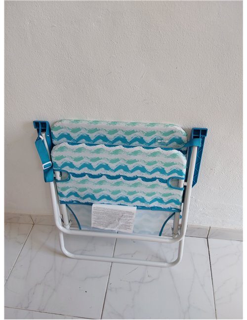 AKTIVE Silla de Playa Plegable con Respaldo bajo, Bolsillo Trasero y asa de Transporte, Estructura Acero, Tejido poliéster, Esta