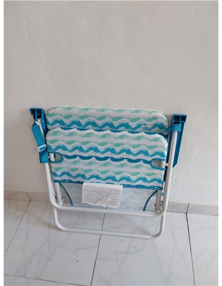 AKTIVE Silla de Playa Plegable con Respaldo bajo, Bolsillo Trasero y asa de Transporte, Estructura Acero, Tejido poliéster, Esta