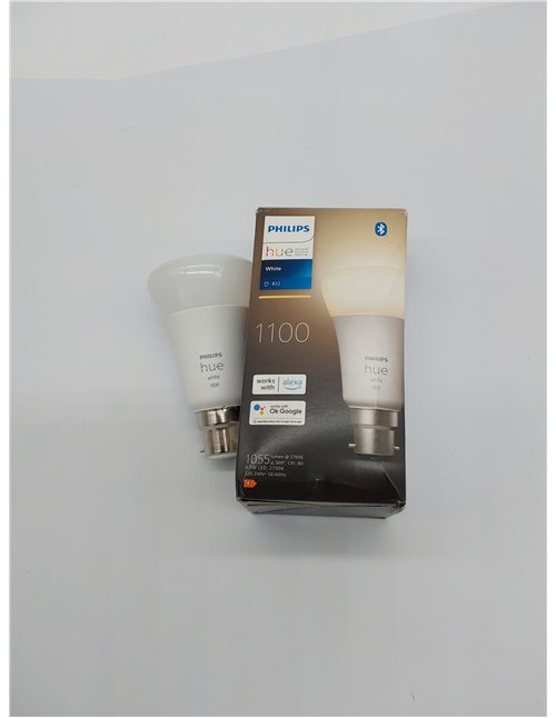 Philips Hue Bombilla LED inteligente (casquillo de bayoneta B22), 1100 lúmenes (equivalente a 75 W) funciona con Alexa, Google A