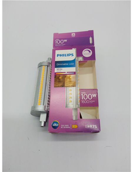 Philips - Bombilla LED Lineal, 100W, Lineal R7S 118 mm, Neutra, Luz Blanca, Regulable