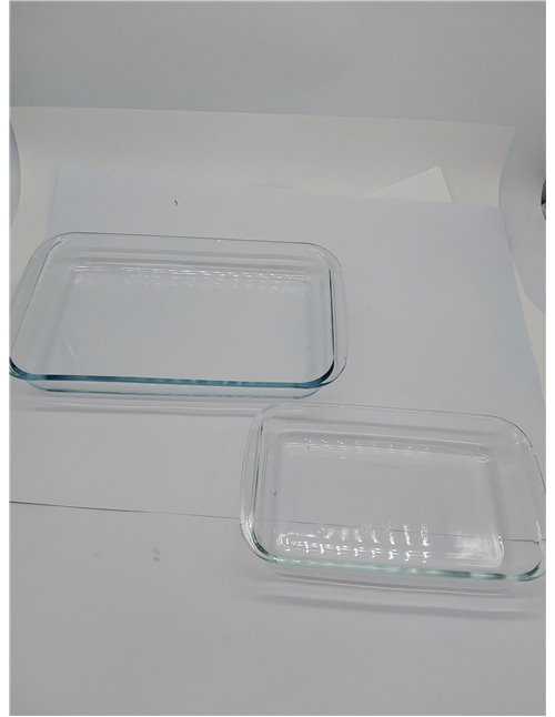 Amazon Basics Rectángulo Cazuela de vidrio, conjunto de 2 unidad, 3 l y 1.5 l, Transparente