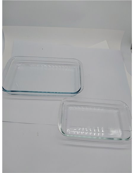 Amazon Basics Rectángulo Cazuela de vidrio, conjunto de 2 unidad, 3 l y 1.5 l, Transparente