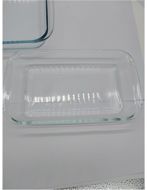 Amazon Basics Rectángulo Cazuela de vidrio, conjunto de 2 unidad, 3 l y 1.5 l, Transparente