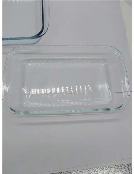 Amazon Basics Rectángulo Cazuela de vidrio, conjunto de 2 unidad, 3 l y 1.5 l, Transparente