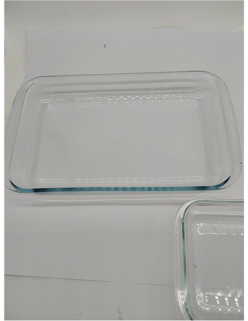 Amazon Basics Rectángulo Cazuela de vidrio, conjunto de 2 unidad, 3 l y 1.5 l, Transparente