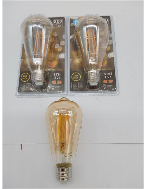 Aigostar ST64 Bombilla Edison Estilo Vintage (Casquillo Gordo. 4W (Equivalente A 35W), Bombilla De Filamento Led E27 Blanco Cáli