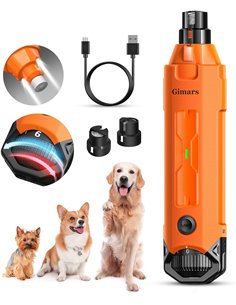 Gimars Lima De Uñas Eléctrica para Perros, Ajustable 6 Velocidades Cortador De Uñas Eléctrico, Cortauñas Electrico para Perros c