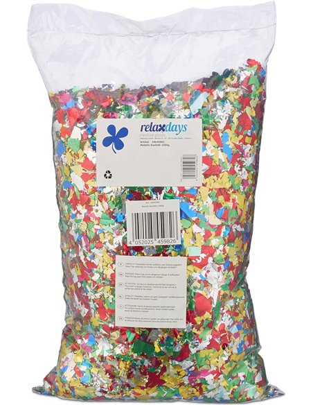 Relaxdays Buntes Konfetti Bolsa de Confeti Metalizado, 1kg, Brillante, Graduaciones Carnaval, Boda, Cumpleaños, Eventos, Multico