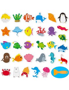 30 pegatinas decorativas antideslizantes impermeables para bañera y ducha con raspador premium (30 animales marinos, tamaño 9.5 