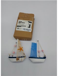 com-four® Barco Decorativo marítimo de Madera - Barco pesquero con Red de Pesca y Conchas - Barco de Madera para decoración - ve 2