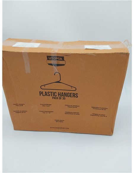 Utopia Home Paquete de 30 Perchas de Plástico Ahorradoras de Espacio, Duraderas y con Ranuras para los Hombros, Blancas