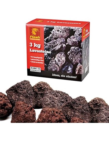 Flash 57423 – Piedras de lava para barbacoa (paquete de 3 kg) reutilizables, lavables, duraderas | Distribuyen el calor de forma