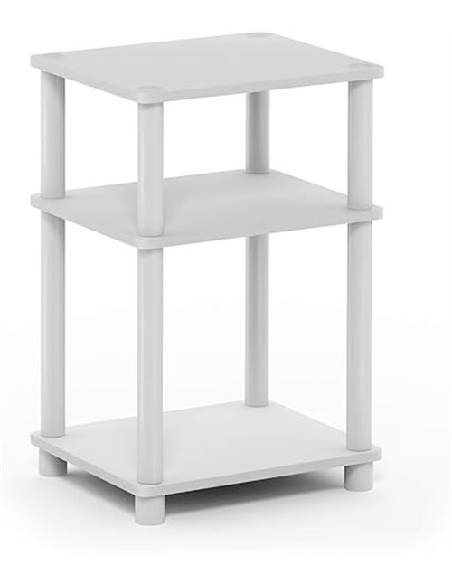 Furinno Just-Mesa Auxiliar Turn-N-Tube de 3 Niveles, Paquete de 1, Blanco/Espresso
