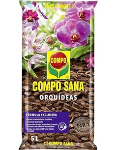 Compo Sana Substrato de orquídeas con 8 semanas de abono para Todas Las orquídeas, Substrato de Cultivo de Corteza de Pino, 5 L,