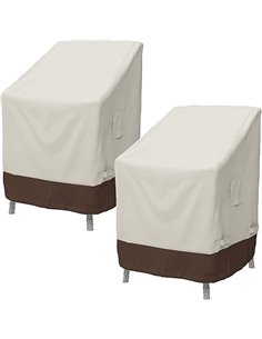 Amazon Basics Conjunto De 2 Funda protectora para silla de comedor (2 unidades), Beis+bronceado