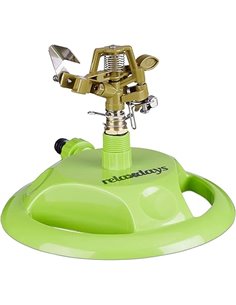 Relaxdays Aspersor Riego por Pulso con Base, Metal, Verde, 450 m²