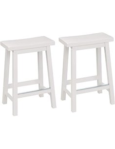 Amazon Basics Juego de 2 taburetes de cocina de madera maciza, taburete de bar corto, silla de comedor, fácil montaje, moderno, 