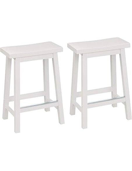 Amazon Basics Juego de 2 taburetes de cocina de madera maciza, taburete de bar corto, silla de comedor, fácil montaje, moderno, 