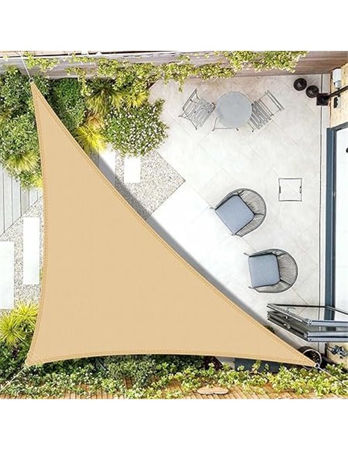 AXT SHADE Toldo Vela de Sombra Impermeable Triangular 4x4x5,65m Protección Rayos UV para Exterior Terraza Patio Jardín-Arena
