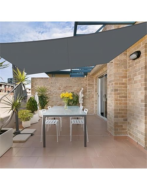 HENG FENG Toldo Vela de Sombra Rectangular 4x4m, PES 160 g/m² Impermeable, 95% Bloqueo UV, para Exterior en Terraza, Jardín, Pat