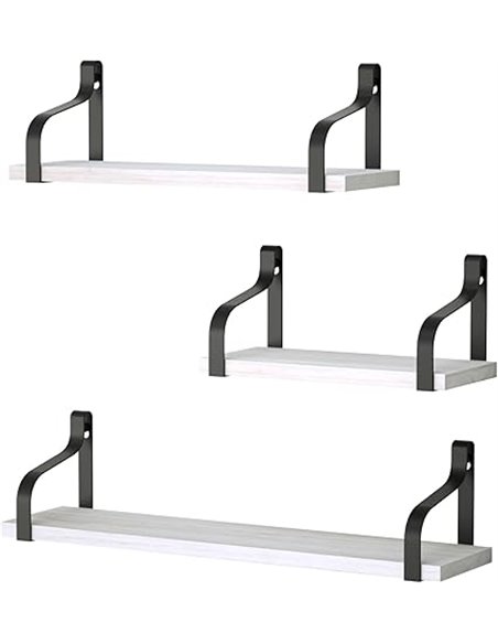 Love-KANKEI Baldas Madera Flotantes - Juego de 3 Estantes en Forma de U para Colgar en Pared - Para Cocina, Habitación de los Ni