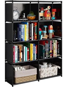 JIUYOTREE Estanterías de Cubos Estantería Modular Librería Abierta con 8 Cubos Adecuado para Estudio, Sala de Estar, Dormitorio,